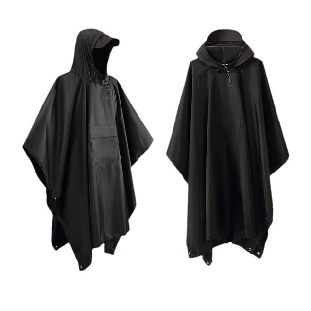 Poncho de lluvia unisex con capucha para adultos y mujeres con bolsillos Chubasquero de una sola pieza de PU multifuncional