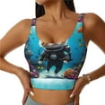 thumbnail image 3 of Goofa Underwater Diving Cat Printed Sports Bras for Women, High Impact Running Bra Workout Crop Tank Tops Longline Sports Bra Push up-XX-Large, 3 of 9