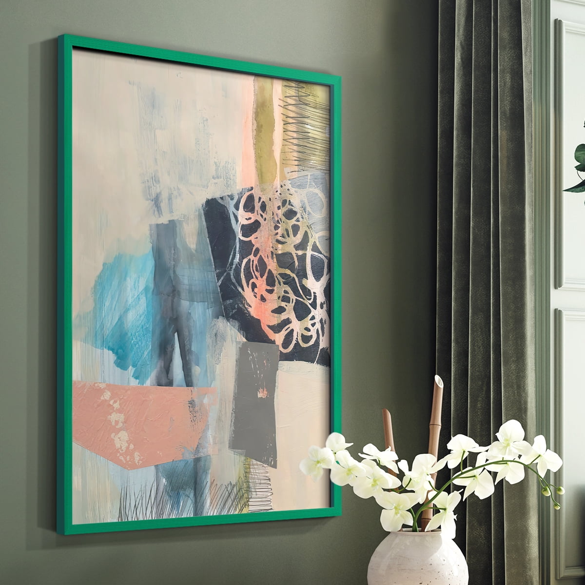 Reductive I in Green Solid Wood 8 x 10 Framed Print