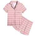thumbnail image 3 of Pyjama pour Filles en Satin Doux à Rayures Ensemble de Pyjama Décontracté pour Confort Quotidien et Jeu, 3 of 3