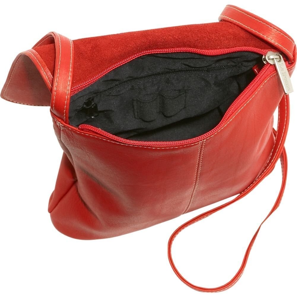 Le Donne Leather Simple Flap Over Crossbody Bag T-784 - image 5 of 8