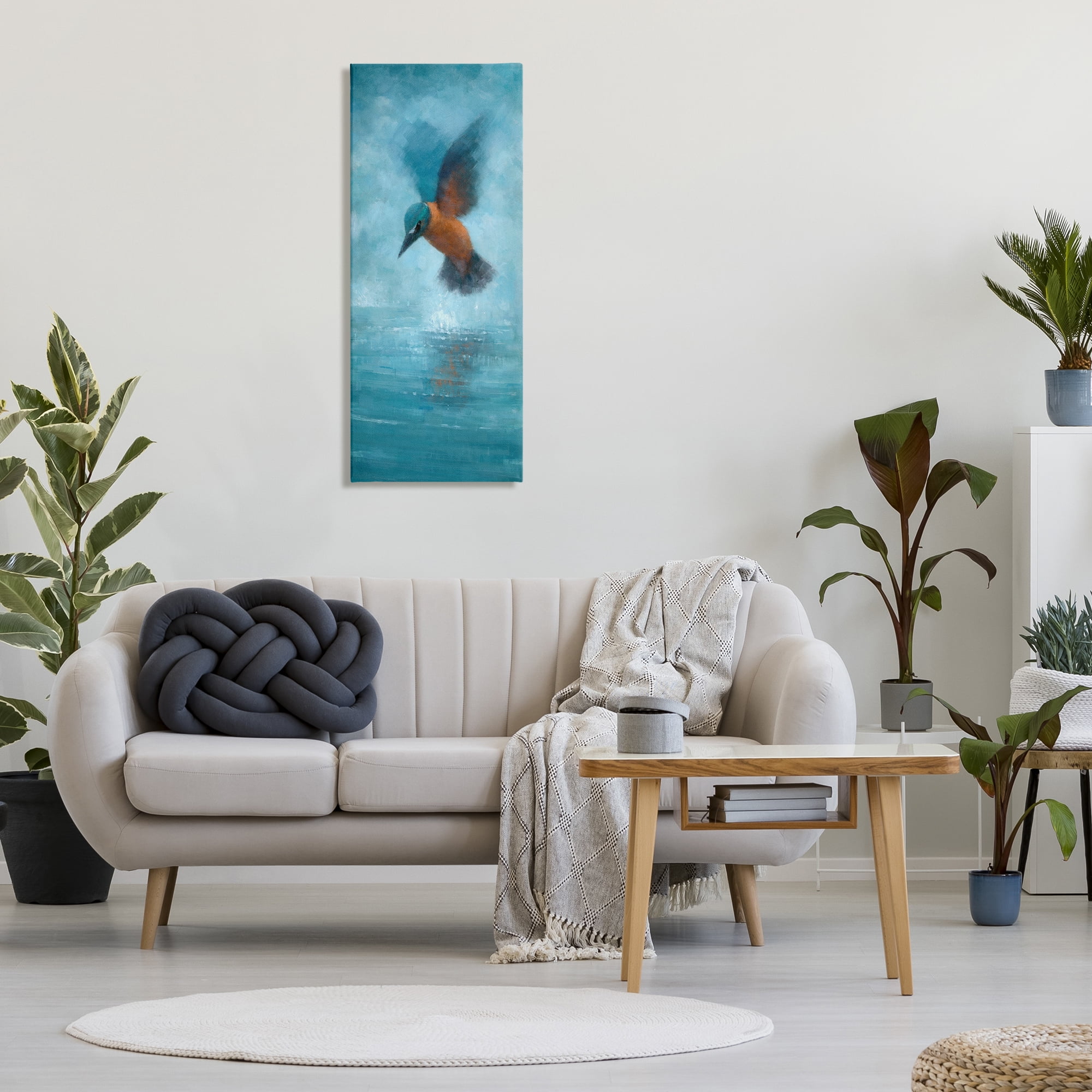 Stupell Industries Hummingbird Splashing Surface Animals Painting Wrapped Canvas Art Print Wall Art, 17 x 40