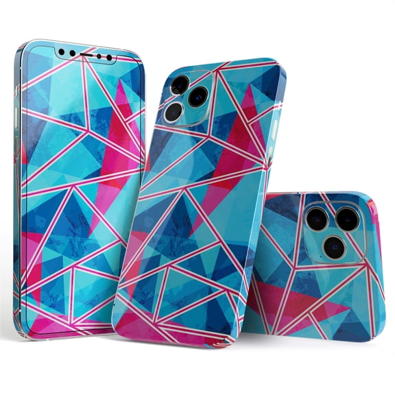 DesignSkinz Vivid Blue and Pink Sharp Shapes Full-Body Skin Decal Wrap Cover for iPhone 16