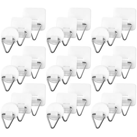 OFFIGAM 60Pcs Invisible Small Square Picture Hooks for Office Wall Decor and Plate Hanging, Strong Adhesive