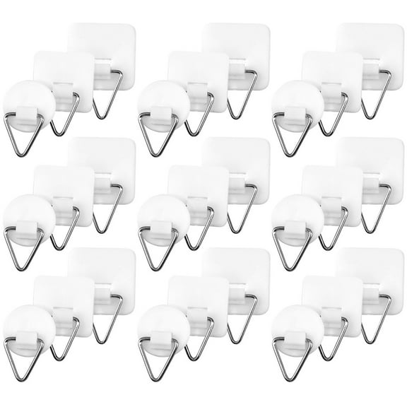 OFFIGAM 60Pcs Invisible Small Square Picture Hooks for Office Wall Decor and Plate Hanging, Strong Adhesive