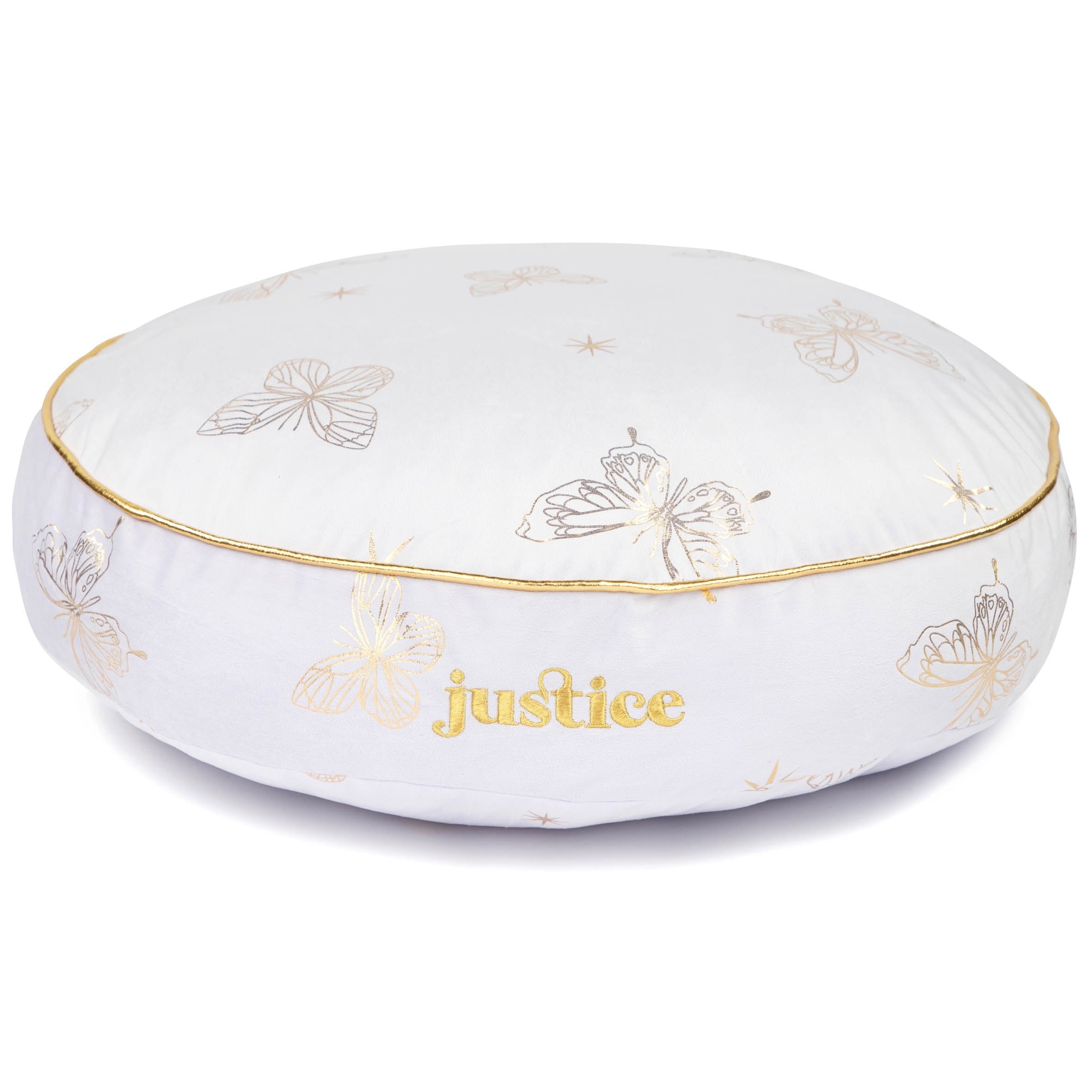 Justice Butterfly Foil Print Floor Cushion, 23' Round, Microfiber, Purple