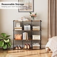 thumbnail image 5 of Cube Storage Organizer, Wire Cube Storage, 9-Cube Metal Grid Storage Shelf, Modular Cabinet, DIY Cube Bookshelf, for Living Room, Bedroom, Study, Rustic Brown and Black, 5 of 9