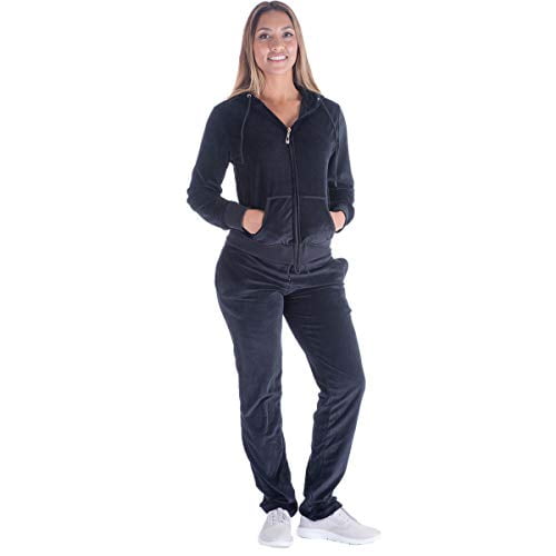 women's velour tracksuit set with hoodie