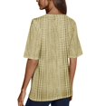 thumbnail image 3 of CIENVNSTG Tops For Women V Neck Short Sleeve Casual Fit Hollow Out Knit Oversized T Shirts Basic Summer Petite Office Tunic Top Ladies Blouse Yellow 2XL, 3 of 4