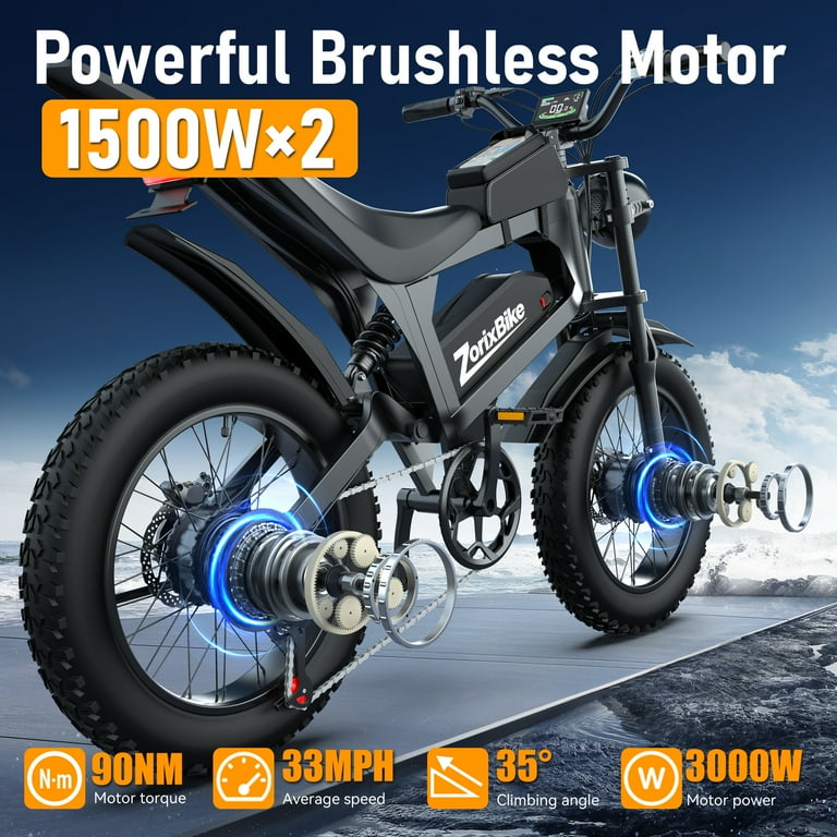 ZorixBike R8 Pro 3000W Electric Bike for Adults Dual Motor 20