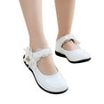 thumbnail image 3 of Hessimy Girl's Mary Jane Flats Lightweight School Uniform Shoes Black Dress Shoes (Toddler/Little Kid/Big Kid/Youth) sandals school performance shoes Round headed (White,10), 3 of 7