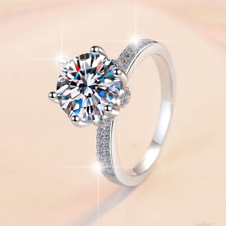 AEN S925 Sterling Silver Ring Female Four Claw Fashion Hot Sale Simulation 18K Gold Plated Ring 1 Karat Moissanite