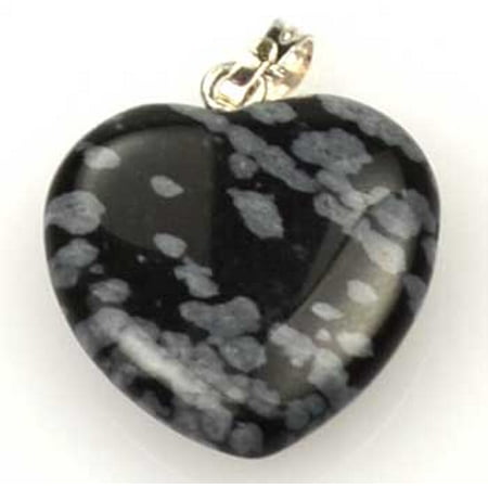 - Raven Blackwood Imports Snow Flake Obsidian Heart Quartz Crystal Black White Pendant Remove Negativity