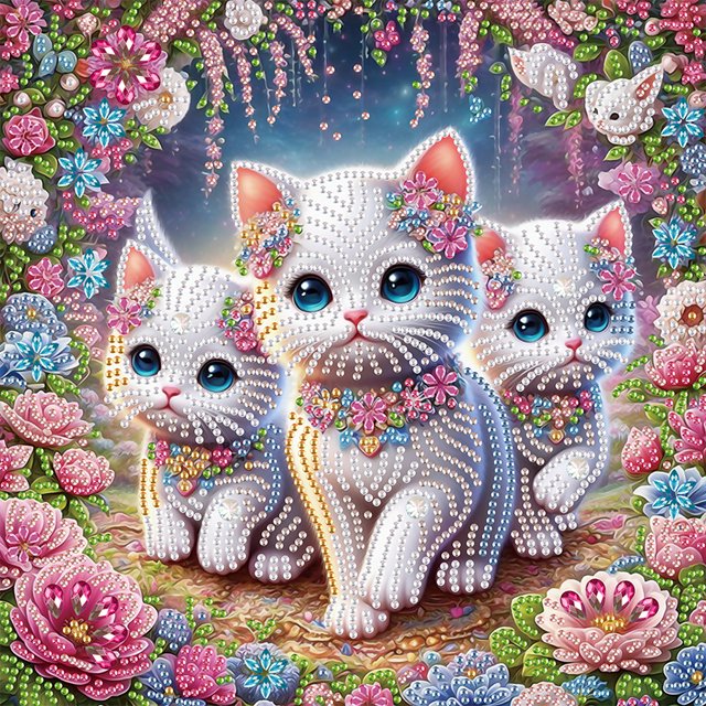 Kit Con Forma Especial Parcial 5D DIY Gato 30x30cm