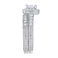thumbnail image 5 of 1.08ctw Princess Cut CZ Halo Vintage Bridal Wedding Ring Set in Rhodium Plating, 5 of 8