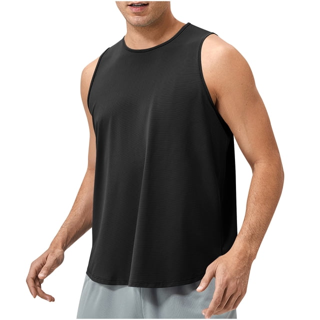 Hyknon Tank Tops Men Solid Color Breathable Sports Top Sleeveless Quick Drying Summer Fashion Soft Breathable Loose Fitting Pullover Workout Tops