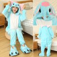 thumbnail image 1 of Pyjamas d'Hiver à Capuche Éléphant Bleu pour Femmes - Coton/polyester Anime Cosplay, 1 of 5