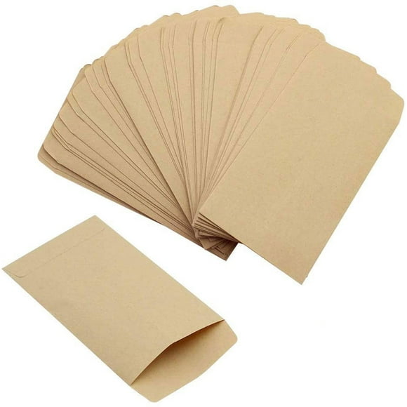 Rongmo Self-Adhesive Coin Envelopes, Mini Paper Bags, Kraft, 120 Count