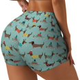 thumbnail image 2 of Xecao Dachshund Dog Puppy Print Workout Shorts for Women Soft Smooth Gym Yoga Scrunch Active Tennis Workout Running Shorts, 2 of 9