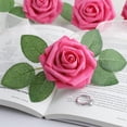 thumbnail image 2 of Rojas Artificiales, 25 Rosas Artificiales Bonitas Flores de Imitación Arreglos para el Hogar, Ramos de Boda, Centros de Mesa, Arreglos Florales (Rosa), 2 of 4