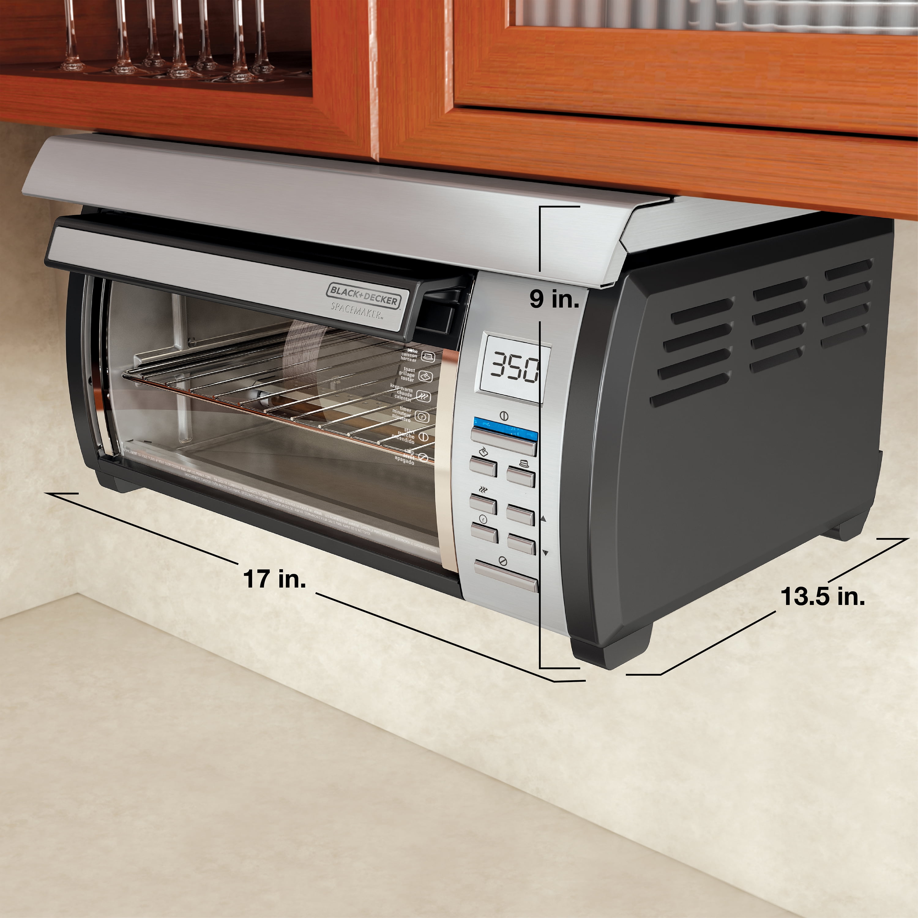 BLACK+DECKER SpaceMaker Under-Counter Toaster Oven, Black/Silver, TROS1000D  