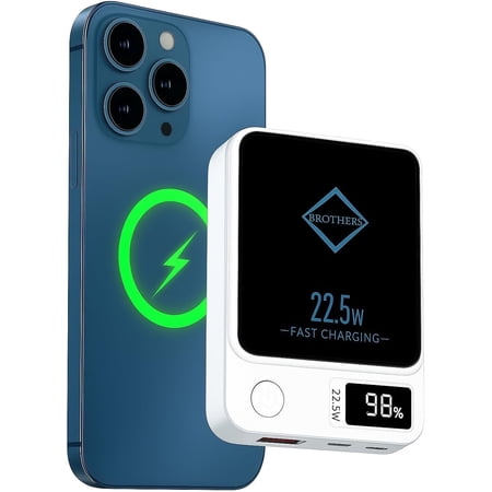 Magnetic 10,000 mAh Power Bank, Fast Charging 20W with USB Type C Charger, LED Display, iPhone Magsafe-Compatible Powerbank Portable Charger