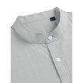 thumbnail image 5 of sogami Men's Long Sleeve Cotton Linen Shirts Standing Collar Button Down Shirt, 5 of 7
