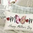 thumbnail image 4 of Happy Mother‘s Day Pillow Covers 12x20 Inch Spring Floral Butterfly Love Heart Mom Throw Waist Pillow Cases Rectangular Cotton Linen Cushion Cover Grandmother Mother Gifts, 4 of 6