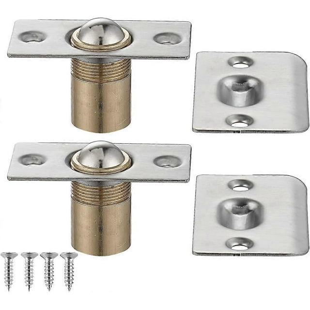 Closet Door Ball Catch Hardware, Stainless Steel Catch Adjustable with Strike Plate, Brushed Satin Finish 8 Pack, HBC100-P8