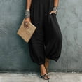 thumbnail image 5 of Miluxas Women's Sleeveless Jumpsuits Loose Wide Leg Harem Overalls with Pockets Lightweight Casual Rompers for Summer Beach Vacation Black, 5 of 8