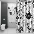 thumbnail image 3 of Vintage Flower Shower Curtain for Bathroom, Black Gray Flower Leaf Abstract Art Waterproof Cloth Fabric Bathroom Accessories Set with 12 Rust Proof Plastic Hooks, 66"x72", 3 of 9