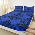 thumbnail image 3 of jejeloiu Damask Baroque Floral Twin Sheet Sets,Blue Black Twin Fitted Sheet,Black Skull Skeleton Flat Sheet For Adults,Ultra Soft Bedroom Decoration,3pcs, 3 of 7