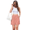 thumbnail image 3 of Asklazy Women's Shorts Casual Shorts Elastic Waist Wide Leg Tailored Shorts Comfy Elagant Work Trouser Shorts,Back to School ,Pink,XL, 3 of 9