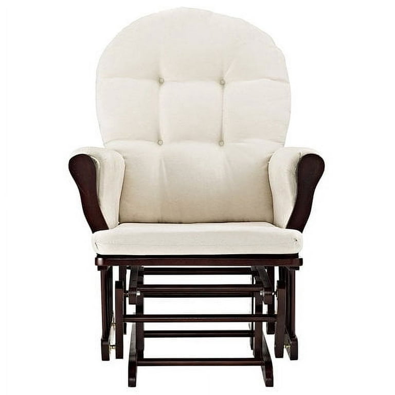 Angel Line Windsor Glider and Ottoman, with Beige Finish Cushions Espresso