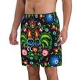 thumbnail image 2 of Kdxio Roosters and Flowers Pattern Mens Casual Shorts - Drawstring Summer Beach Sports Shorts for Men, 2 of 9