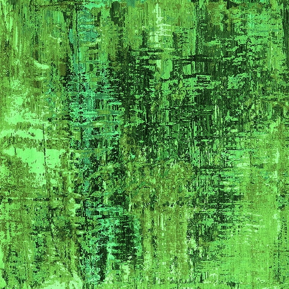 Ahgly Company Indoor Square Oriental Green Industrial Area Rugs, 8' Square