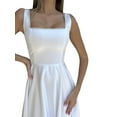 thumbnail image 3 of GXFC Women Slip A-Line Dress Summer Solid Color Square Neck High Waist Dress Party Cocktail Wedding Dress for Women, 3 of 9