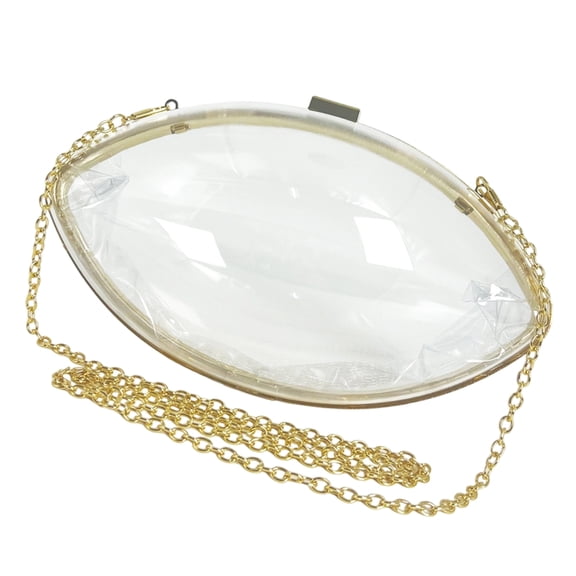 Clear Acrylic Clutches Purses Transparent Evening Handbags with Gold Chain Strap Football Shape Crossbody Shoulder Bag