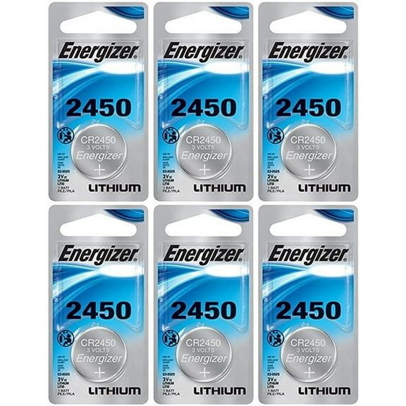 Energizer CR2450 Lithium Battery, 3v ECR2450, Qty 6