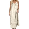thumbnail image 3 of SROBPTY Summer Dresses for Women Solid Spaghetti Strap Ruffle Midi Beach, 3 of 5