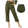 thumbnail image 1 of WILLBEST Pantalones Casuales de Mujer con Cintura Elástica y Bolsillos, Pantalones Casuales de Lino Cómodos para Uso Diario Chica, 1 of 5