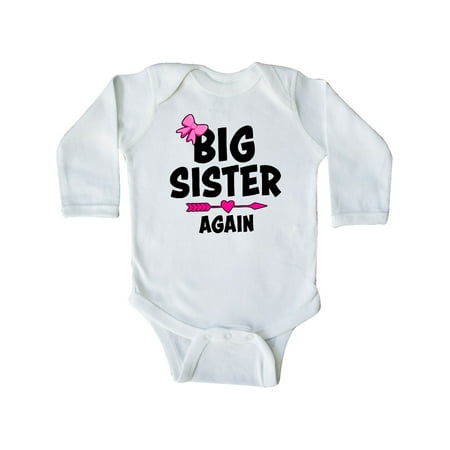 

Inktastic Big Sister Again with Bow and Arrow Gift Baby Girl Long Sleeve Bodysuit