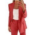 thumbnail image 4 of Wdfiry Womens Blazer Suit Outfits Plus Size Solid Color Long Sleeve Button Down Open Front Outerwear and Pants Set 2 Piece Work Suits Set, 4 of 6