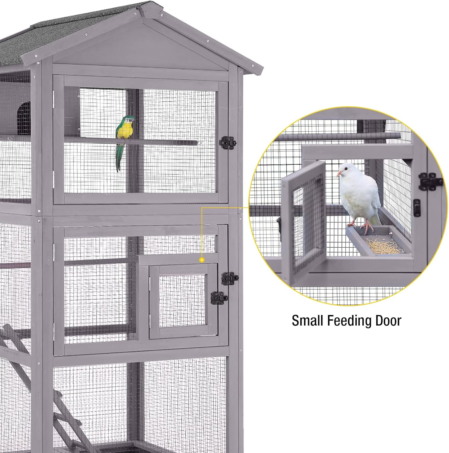 Aivituvin Bird Cages Outdoor Bird Aviary Indoor Parakeet Cage with Perch for Birds, Large Dove cage with Wire Netting Above The Removable Pull Out Tray - Wheels Include