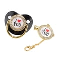 thumbnail image 1 of Chupete Con Clip De Cadena Baby Chupete Bling I Love You Patrón Exquisito Regalo Infant Dummy Chupete Con Cadena Clip Para Recién Nacido Negro M Crtynell Descripción de la referencia, 1 of 8