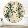 thumbnail image 2 of Designart 'Duo of Tropical Leaves On White' Farmhouse Wood Wall Clock, 2 of 5