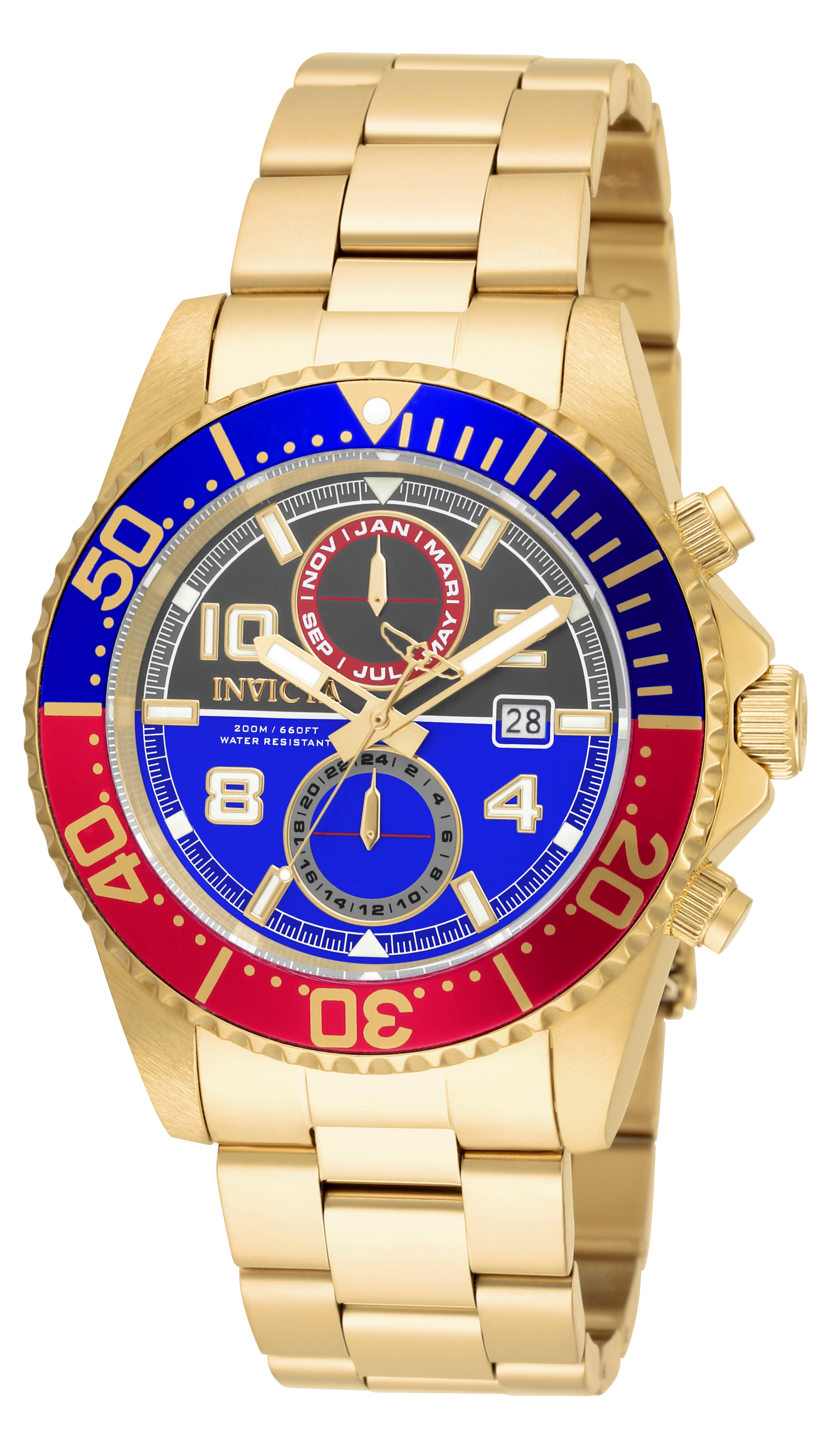 invicta pro diver blue and gold