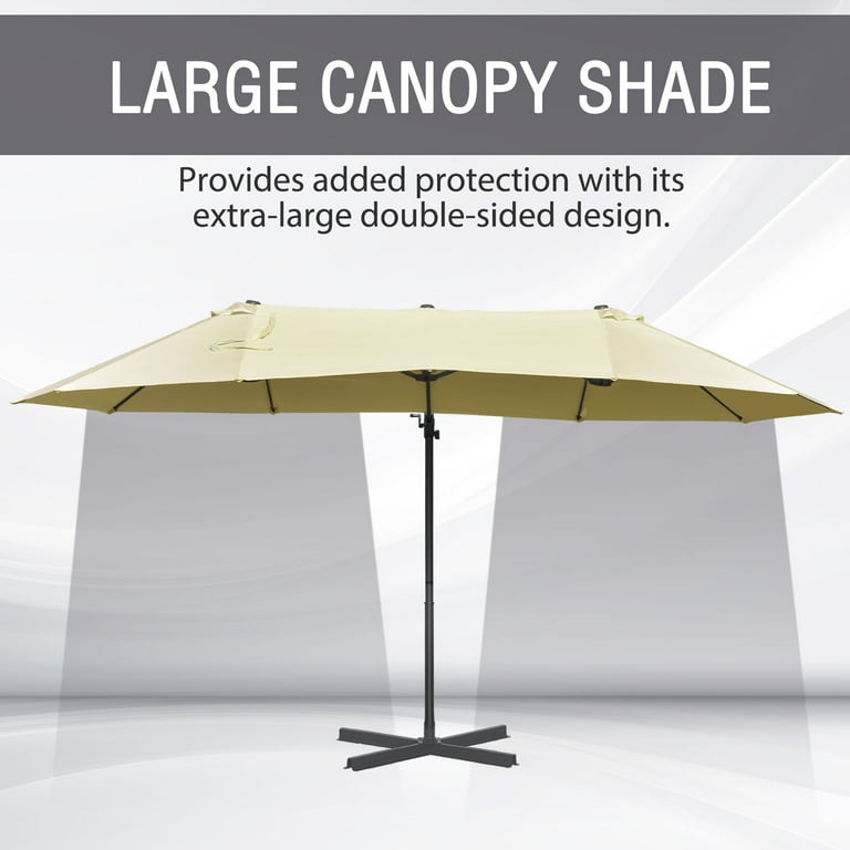 Outsunny 14ft Patio Umbrella Double-Sided Outdoor Market Extra Large  Umbrella with Crank, Cross Base for Deck, Lawn, Backyard and Pool,  Off-White - Walmart.com