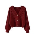thumbnail image 2 of Vmvidoty 2026 Cardigan Sweaters for Women Spring Fashion 2026 V Neck Long Sleeve Chunky Cable Knit Sweater Button Outwear Red Free Size, 2 of 5