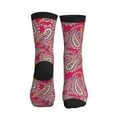 Crew Socks for Women Men Athletic Leafy Paisley Red Soft Comfort